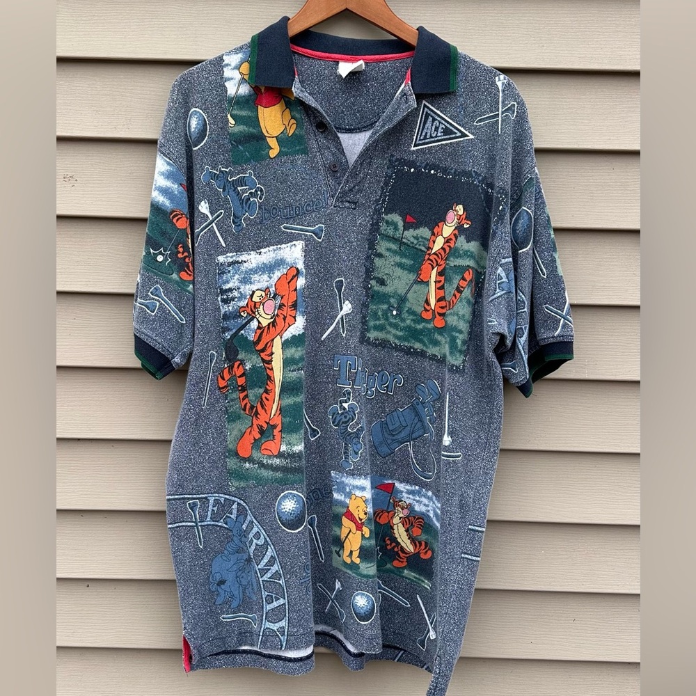 Vintage 90s tigger Winnie the Pooh polo shirt golf large